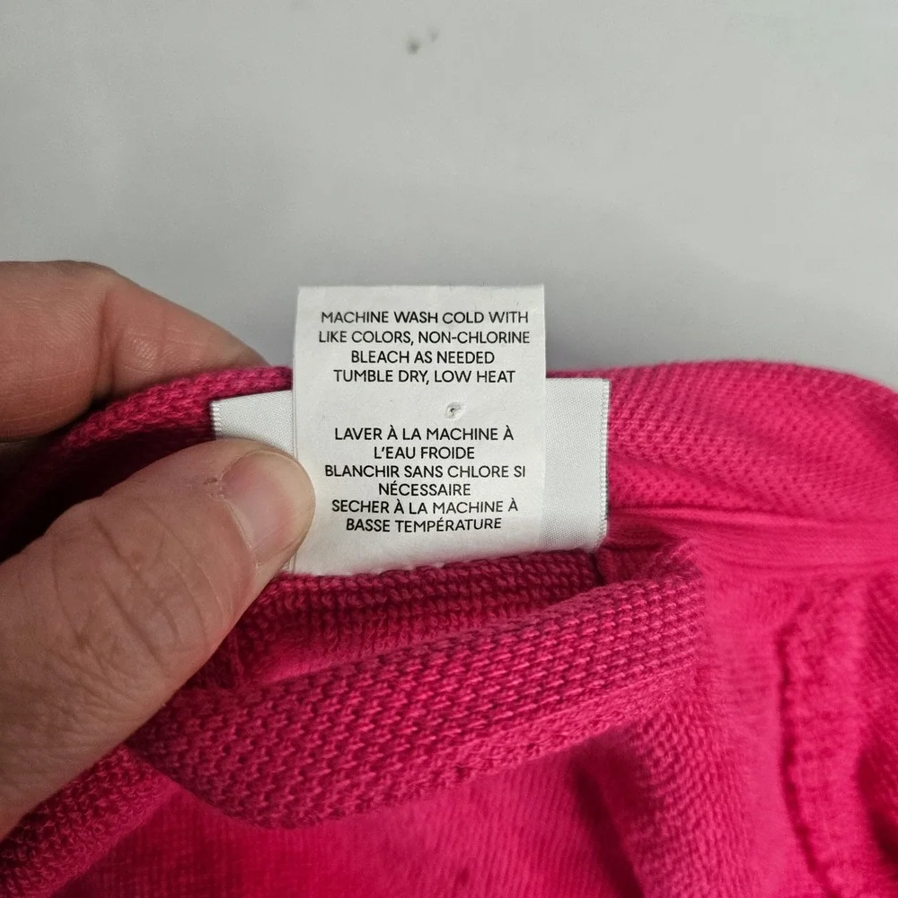 Lacoste Pink Cotton Terry Cloth Bathrobe Embroidered Logo Shawl Collar Robe - Picture 10 of 12